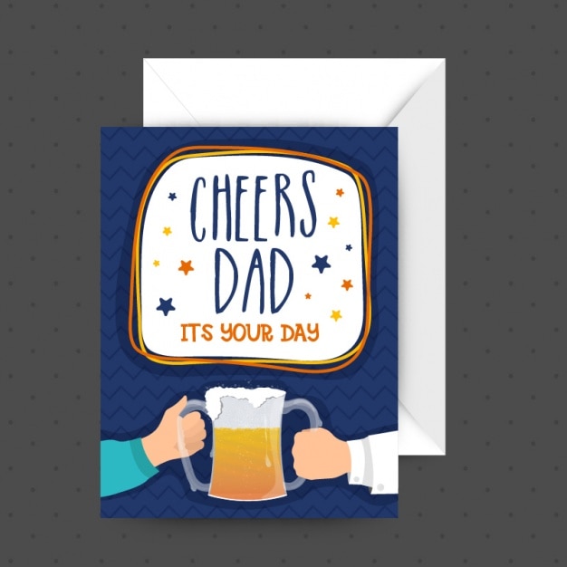 Download Father's day card with glass of beer Vector | Premium Download