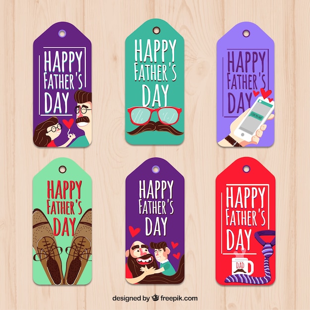 Download Father's day colored tags Vector | Free Download