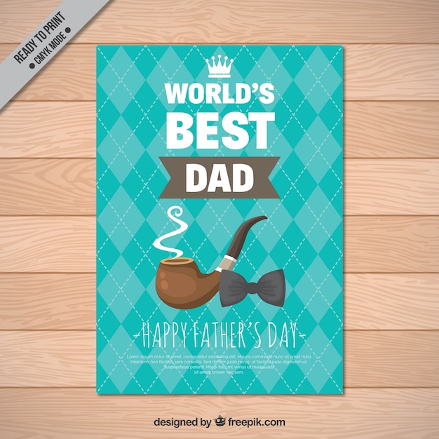 Father\'s day greeting card with bow tie and\
pipe