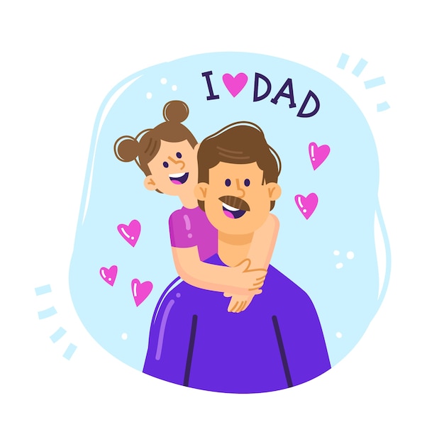 Download Free Vector | Father's day illustration of dad holding his ...