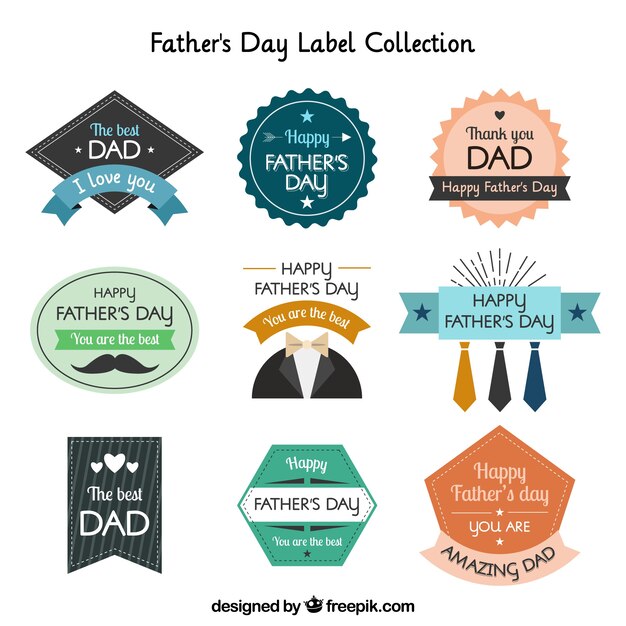 Father's day labels collection in flat style Vector | Free Download