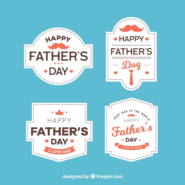 Father\'s day labels collection in flat\
style