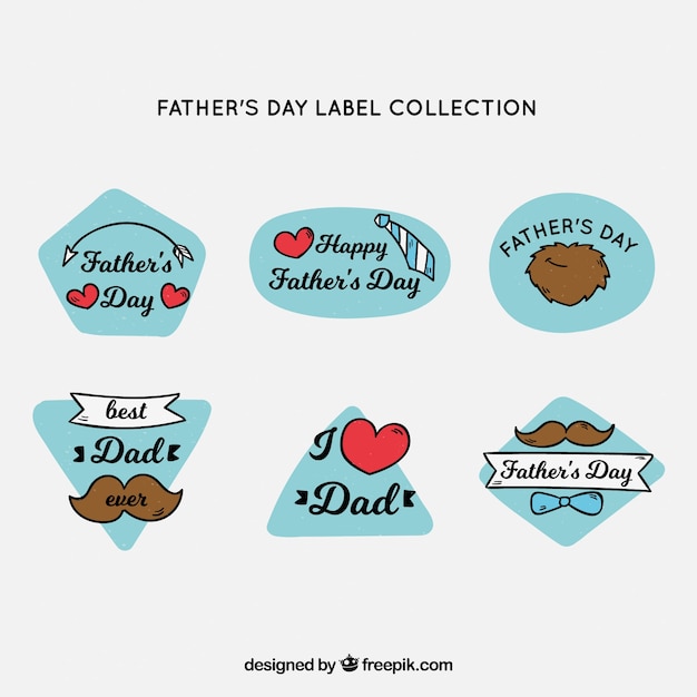 Father's day labels collection in hand drawn
style