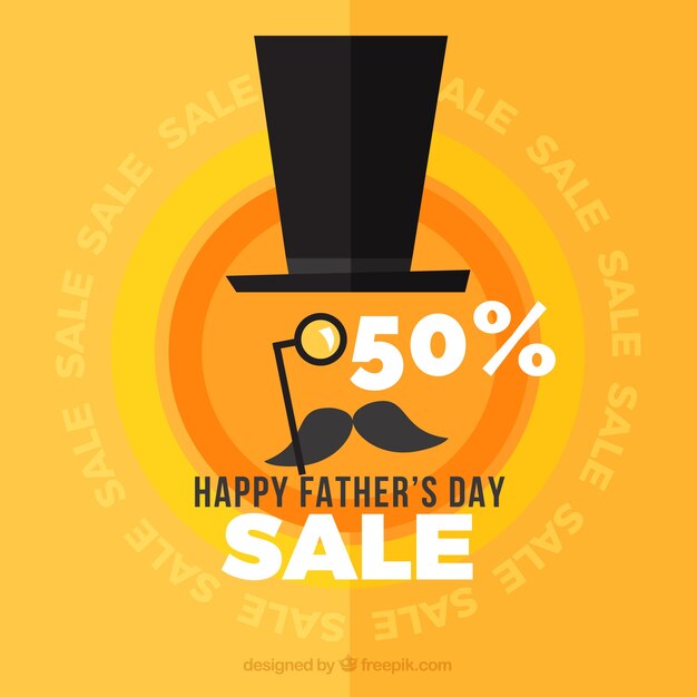Father\'s day sale background with hat and\
moustache
