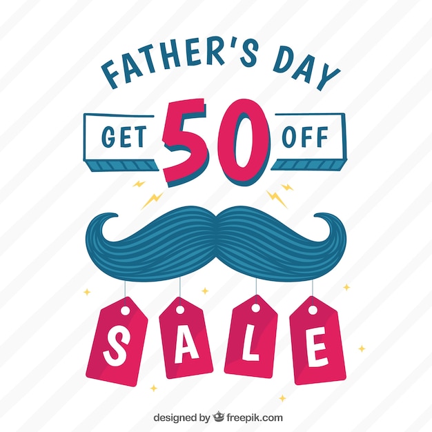 Father\'s day sale background with\
moustache