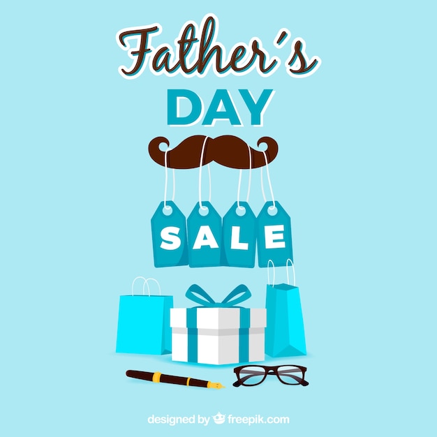 Father\'s day sale background with\
presents