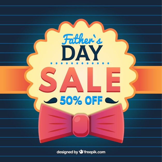 Father\'s day sale background with ribbon and\
bow tie