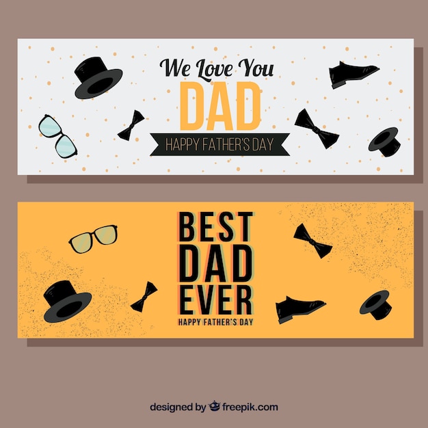 Father's day sale banners in flat style
