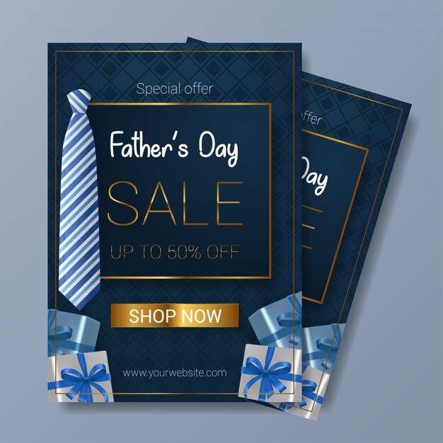 Father's day sale flyer template | Premium Vector