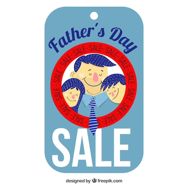 Father\'s day sale label with family
