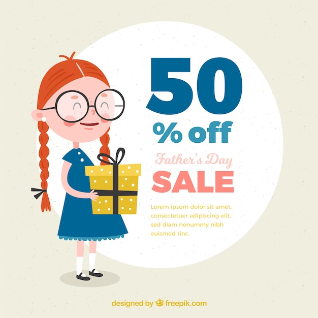 Father\'s day sale template with cute\
girl