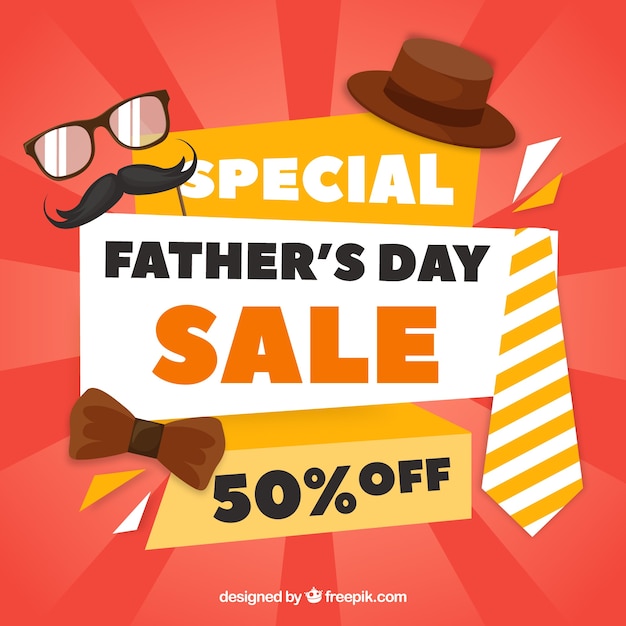 Free Vector Father's day sale template with elements in flat style