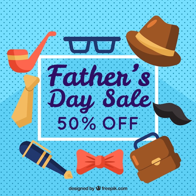 Father\'s day sale template with elements in\
flat style