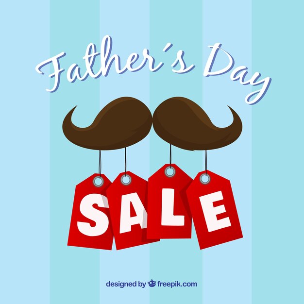 Father\'s day sale template with moustache and\
labels