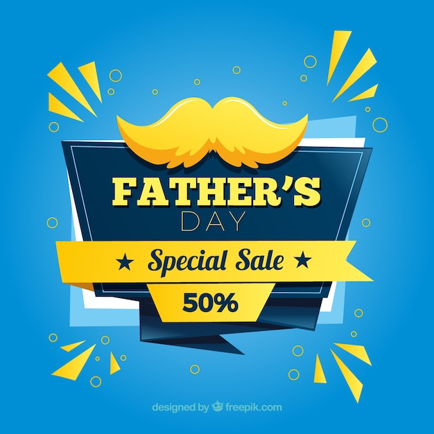 Father\'s day sale template with moustache in\
flat style