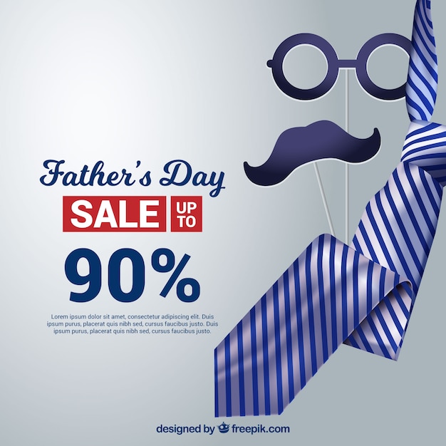 Father's day sale template with realistic
tie
