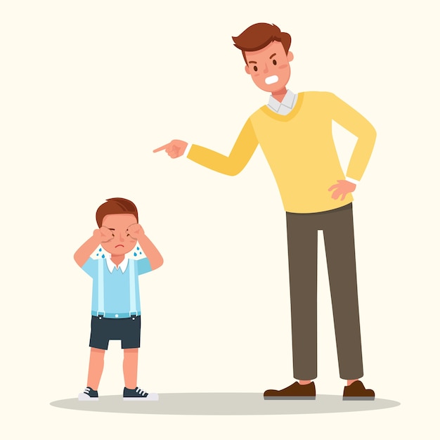 Premium Vector | Father scolds his son isolated on white