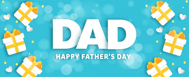 Father'sday banner in paper cut style. Premium Vector