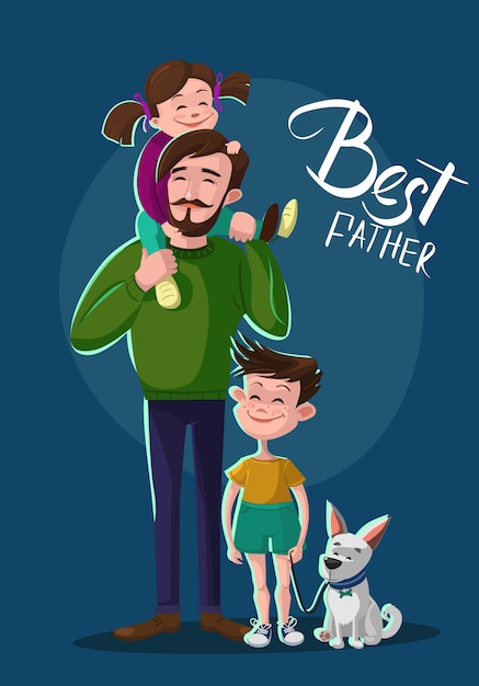 Download Father, son and daughter illustration | Premium Vector