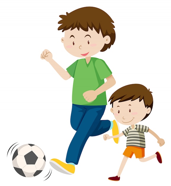 Download Father and son playing soccer | Free Vector