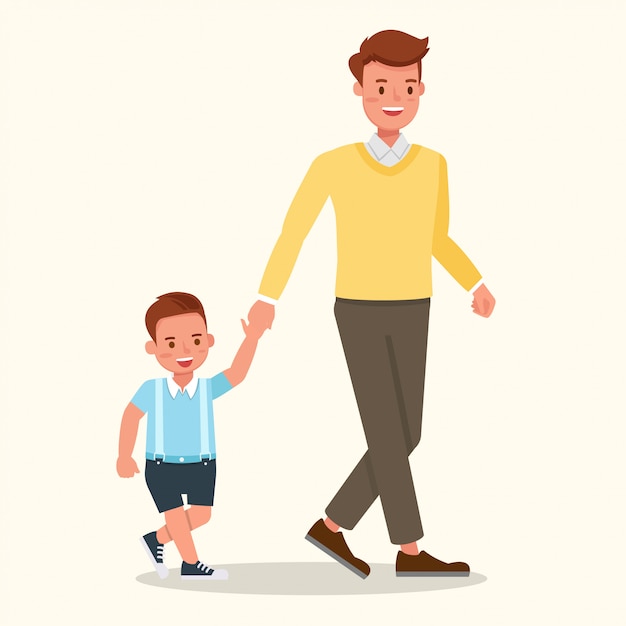 Download Father and son walking. | Premium Vector