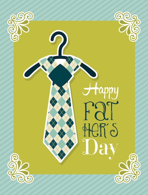 Fathers day card over green background vector illustration ...