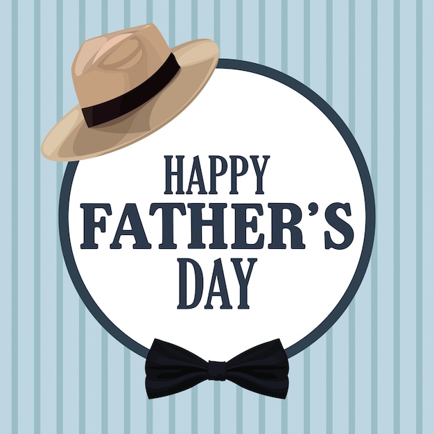 Premium Vector | Fathers day card, hat bow tie decoration badge retro style