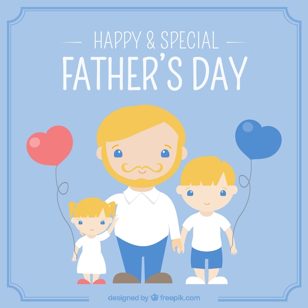 Fathers day card with children and\
father
