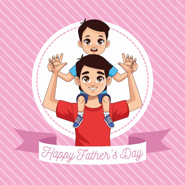 Download Premium Vector | Fathers day card with dad carrying son ...