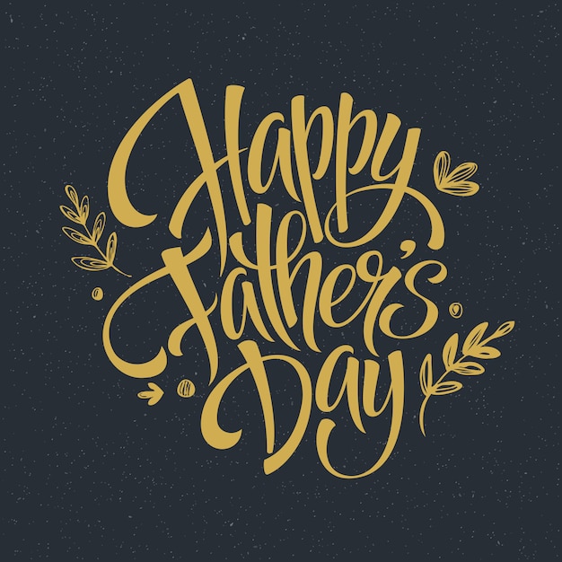 Premium Vector | Fathers day golden lettering card.