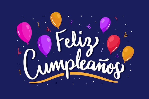 Free Vector | Feliz cumpleaños lettering with balloons and confetti