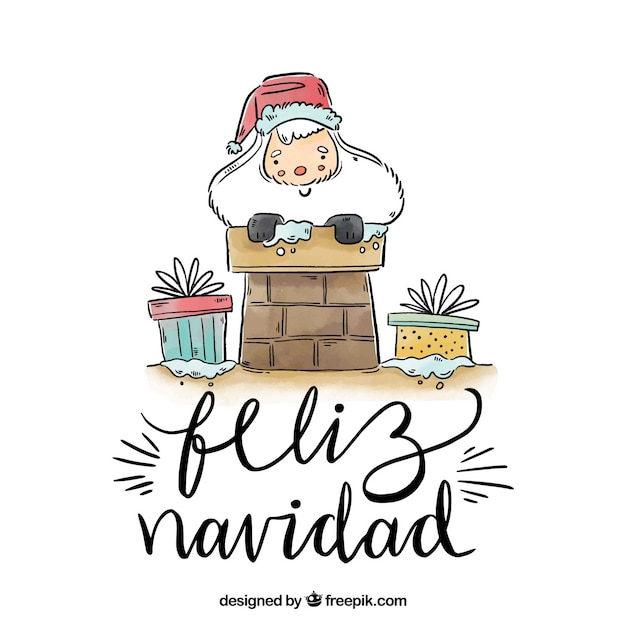 Download Feliz navidad надпись фон с санта в дымоходе | Бесплатно ...