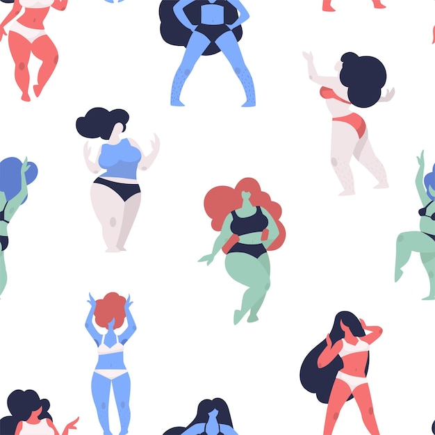 Premium Vector | Female bodies in underwear plus size and slim