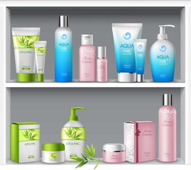 Female cosmetic and hygiene beauty treatment products | Free Vector