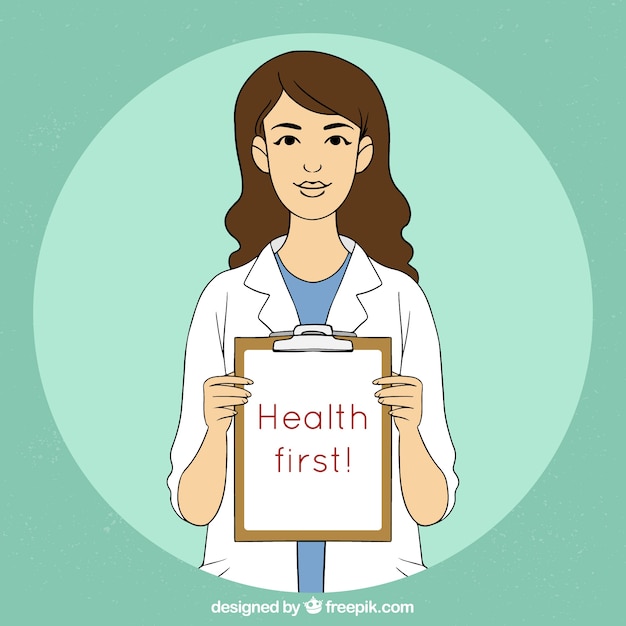 Download Female doctor with clipboard Vector | Free Download