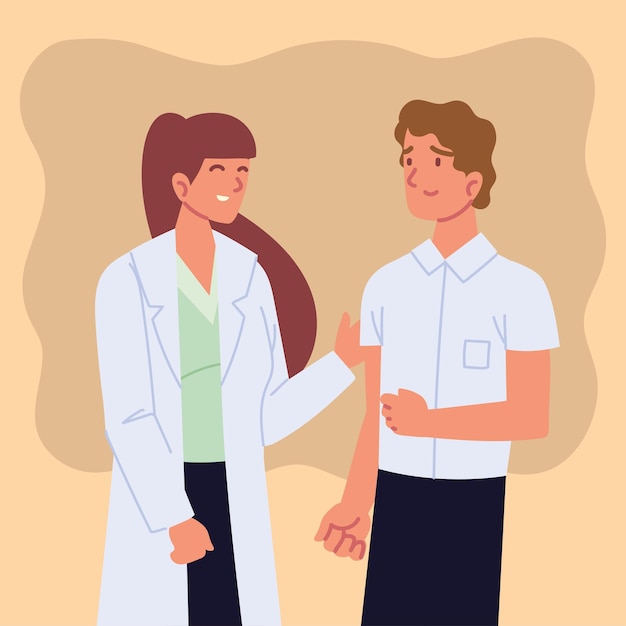 Premium Vector | Female doctor with patient