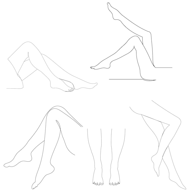 Premium Vector | Female feet drawing by one continuous line, vector