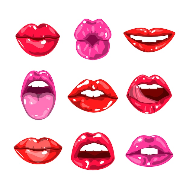 Premium Vector | Female glossy colored lips