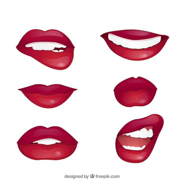 Female lips collection with 2d style | Free Vector