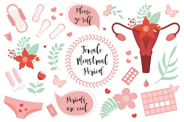 premium-vector-female-menstruation-period-set