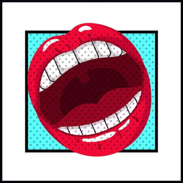 Female mouth pop art style | Premium Vector