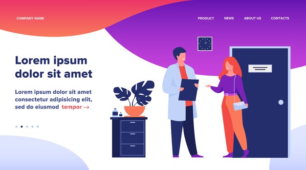医者のオフィスの平らなイラストの女性患者 無料のベクター