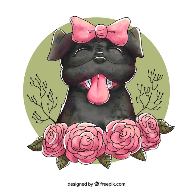 Female pug with hand drawn style