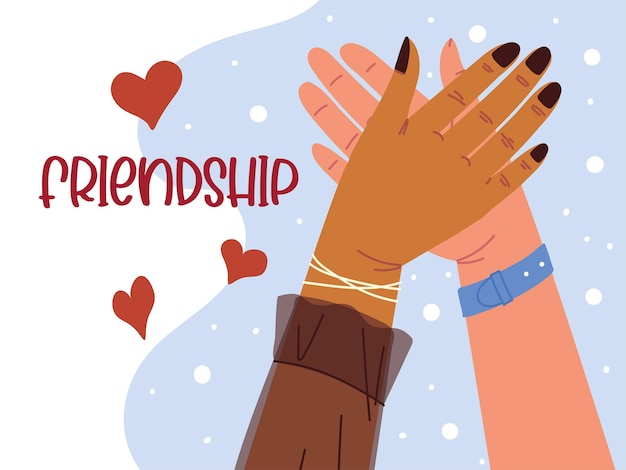 Premium Vector | Female raised hands friendship