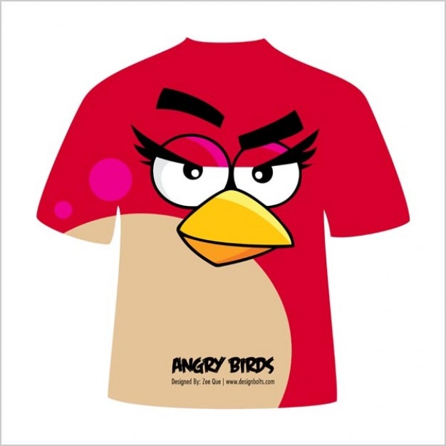 Female red Angry Bird T-Shirt design