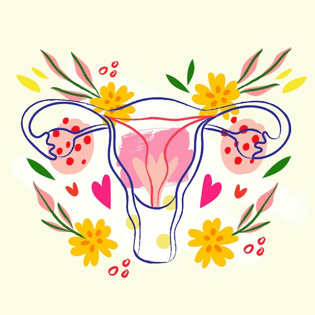 Free Vector | Female reproductive system with beautiful flowers illustrated