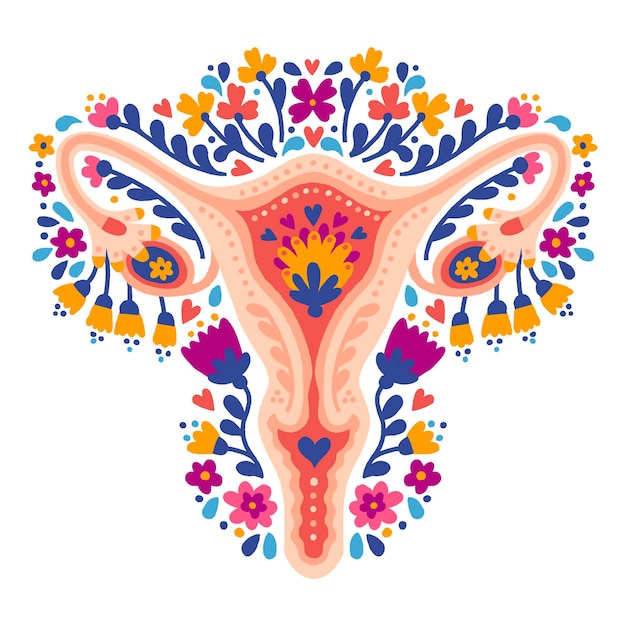 Free Vector Female Reproductive System With Flowers