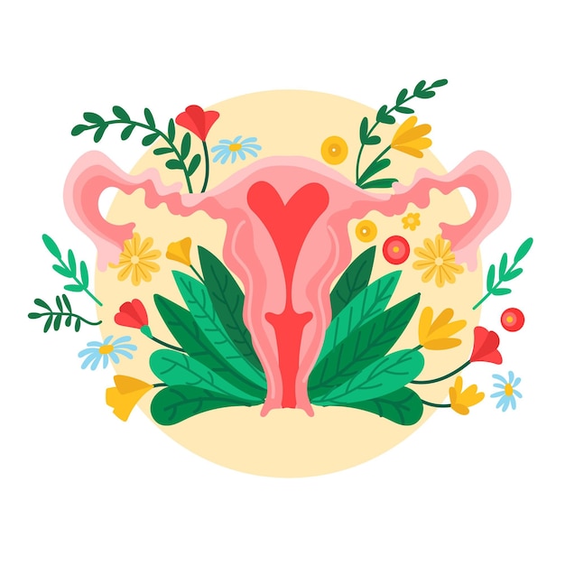 Free Vector Female Reproductive System With Flowers