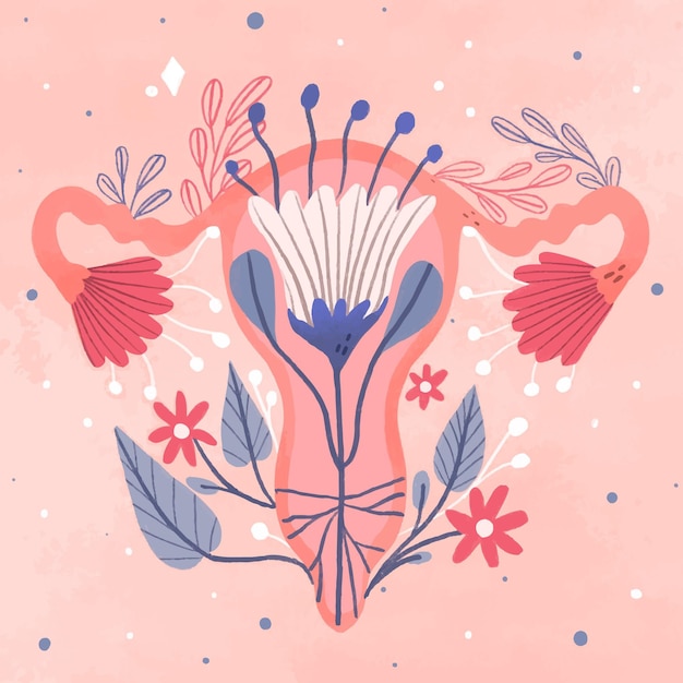 Free Vector Female Reproductive System With Flowers 3119