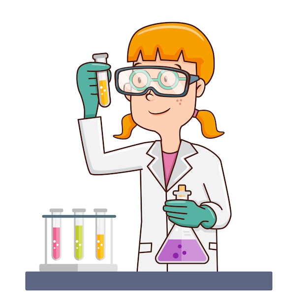 Premium Vector | Female scientist in lab coat